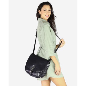 Kleine crossbody tasche für damen aus italienischem Leder. Schwarz & Braun